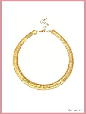 14K Gold Plated Snake Chain Statement Choker Necklace for Women
